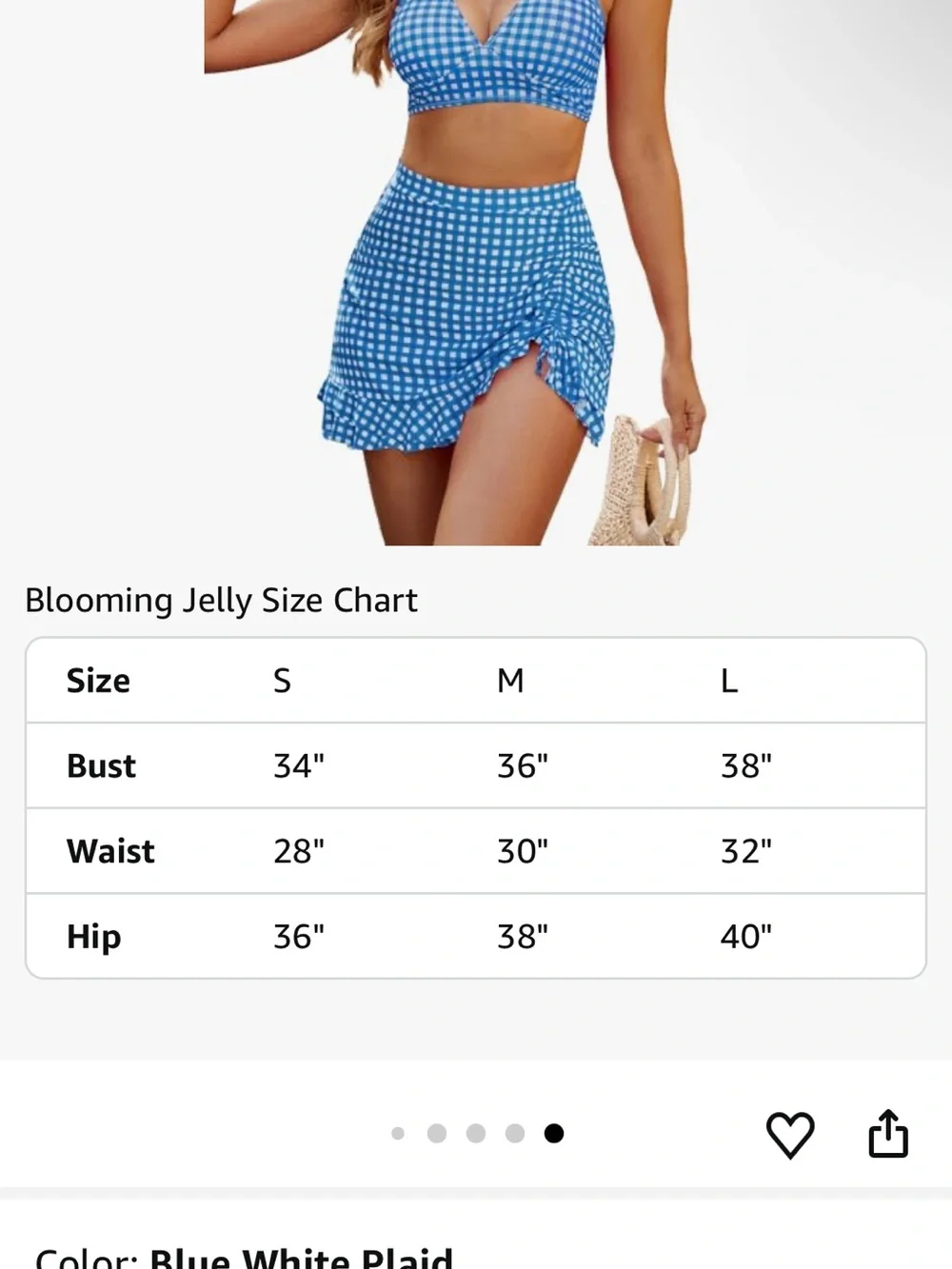 Blue Gingham 2 piece bathing suit new with tags- Women size medium